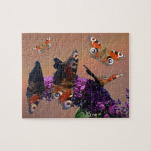 Close up Puzzle: Peacock Butterflies Jigsaw Puzzle