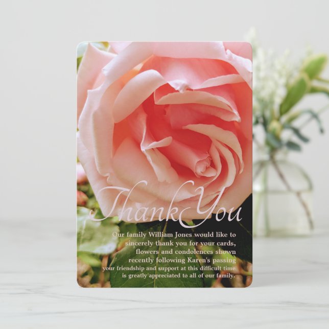 Close up Rose Pink Rose Thank You Card (Standing Front)