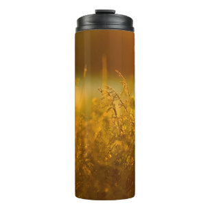 Close up silhouette of a grass field by sunsetabst thermal tumbler