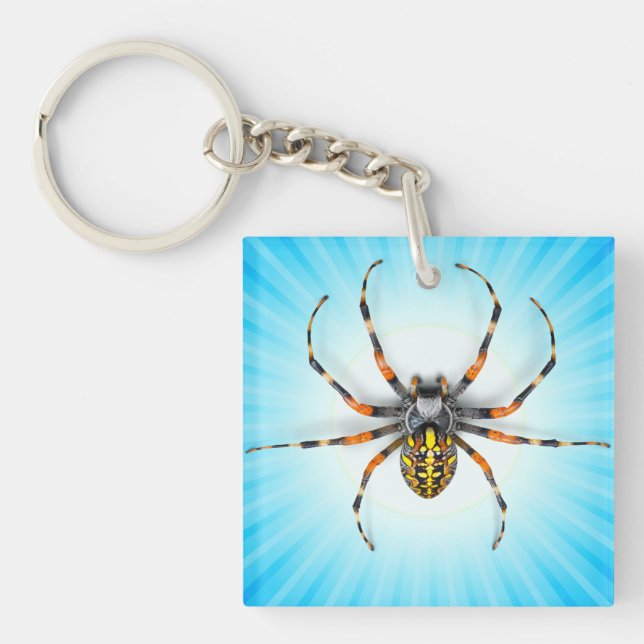 Close-up Spider Isolated-23983 Denim Jacket Key Ring (Front)