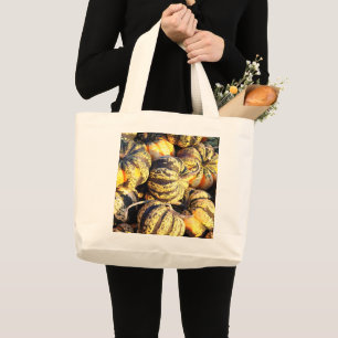 Close Up Stripey Pumpkins Large Tote Bag