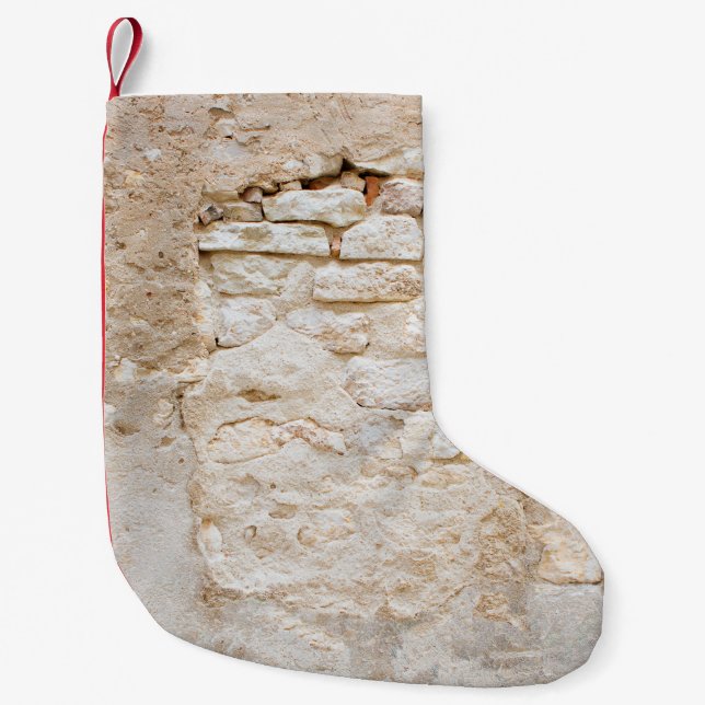 Close up texture of old stone wallabstract, antiqu small christmas stocking (Front)