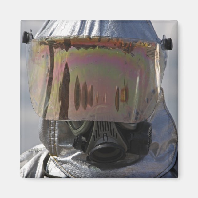 Close-up view of a firefighter magnet (Front)