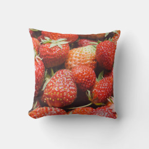 Close-up view on fresh summer strawberry with vint cushion