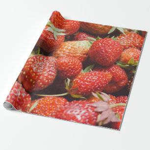 Close-up view on fresh summer strawberry with vint wrapping paper