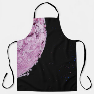 Close view of pink planet cartoon image apron