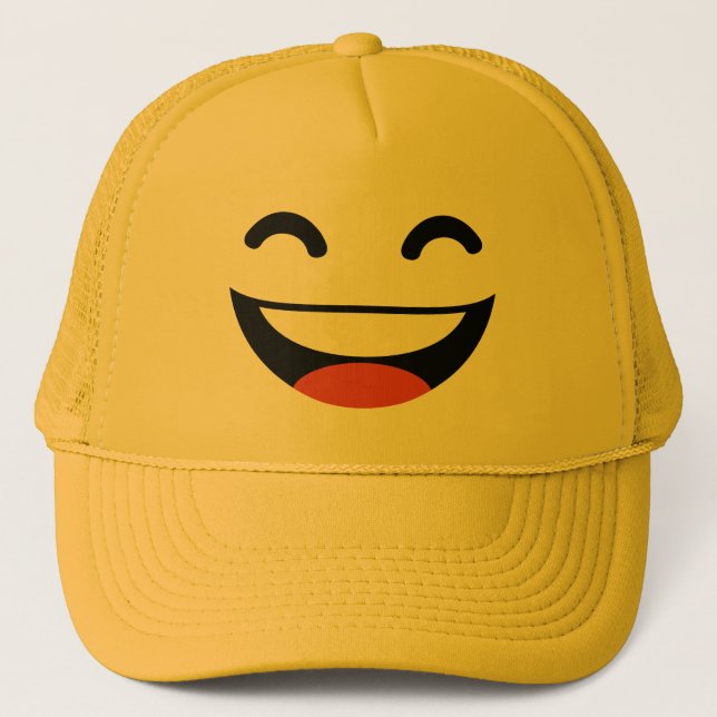 Close your eyes laughing emoji trucker hat (Front)