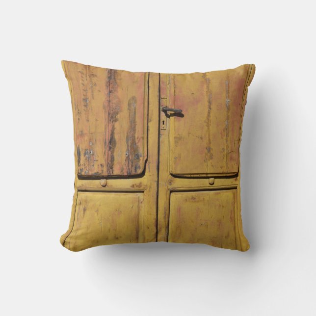 Closed brown wooden cabinet cushion (Front)