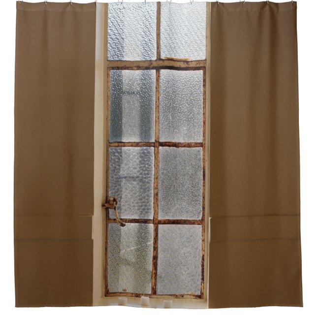 CLOSED CLEAR GLASS 8-PANEL WINDOW SHOWER CURTAIN (Front)