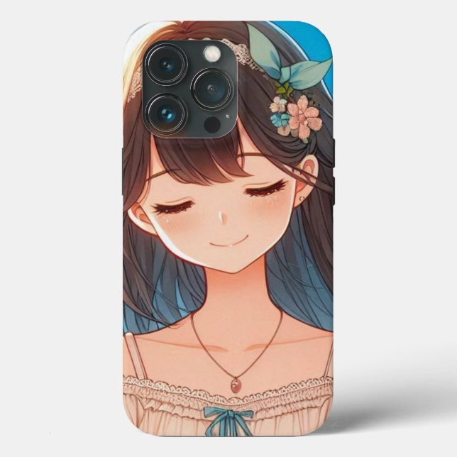 Closed Eyes Girl iPhone / iPad Case (Back)