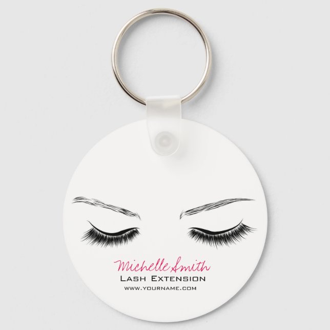 Closed eyes long lashes lash extension key ring (Front)
