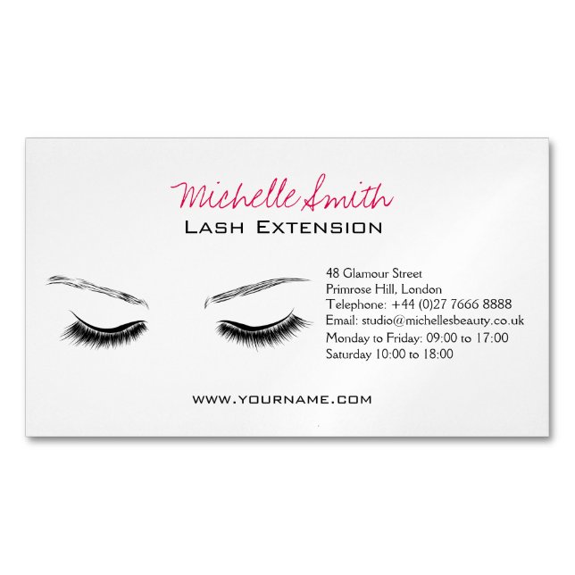 Closed eyes long lashes lash extension 	Magnetic business card (Front)