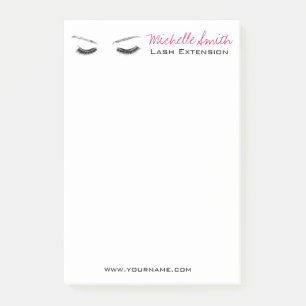 Closed eyes long lashes lash extension post-it notes