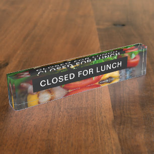 Closed for Lunch Hamburger Acrylic Name Plate