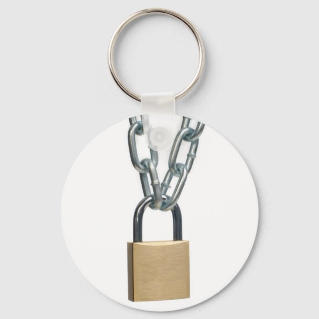Closed padlock and chain key ring (Front)