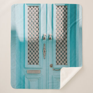 CLOSED TEAL FRENCH DOORS SHERPA BLANKET