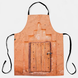 Closed wooden window in traditional moroccan house apron