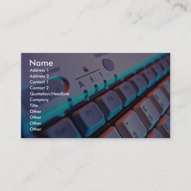 Closer view of computer keyboard business card (Front)