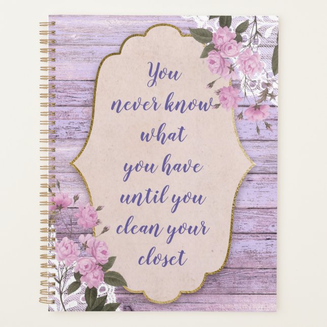 Closet Quote Planner Vintage Wood Flowers (Front)