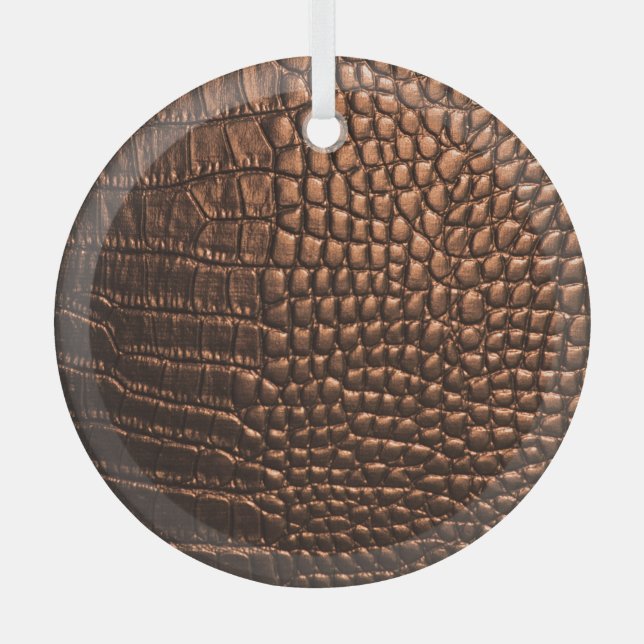 Closeup: crocodile leather texture. glass tree decoration (Front)
