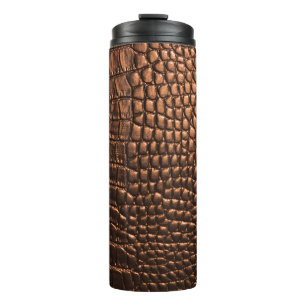 Closeup: crocodile leather texture. thermal tumbler