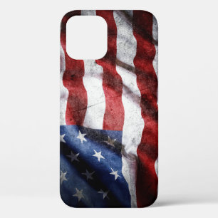 Closeup grunge American flag. iPhone 12 Case