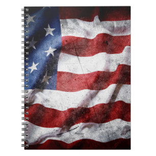 Closeup grunge American flag. Notebook
