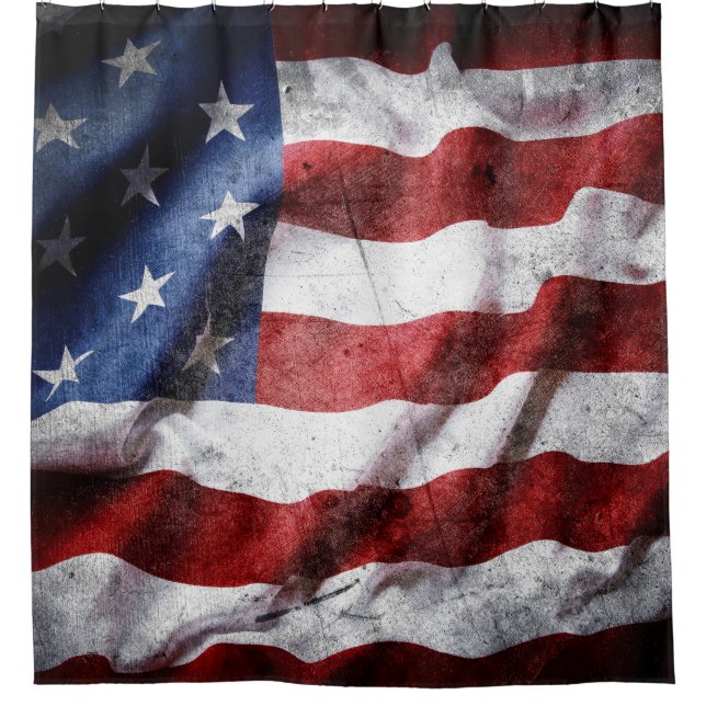 Closeup grunge American flag. Shower Curtain (Front)