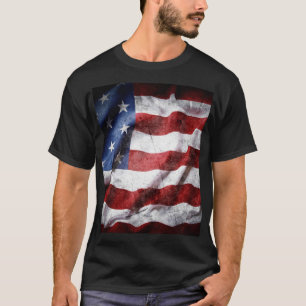 Closeup grunge American flag. T-Shirt