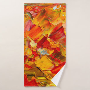 Closeup macro texture fragment of oil painting fin bath towel