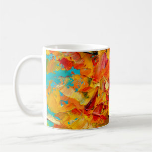 Closeup macro texture fragment of oil painting fin coffee mug