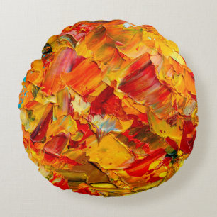 Closeup macro texture fragment of oil painting fin round cushion