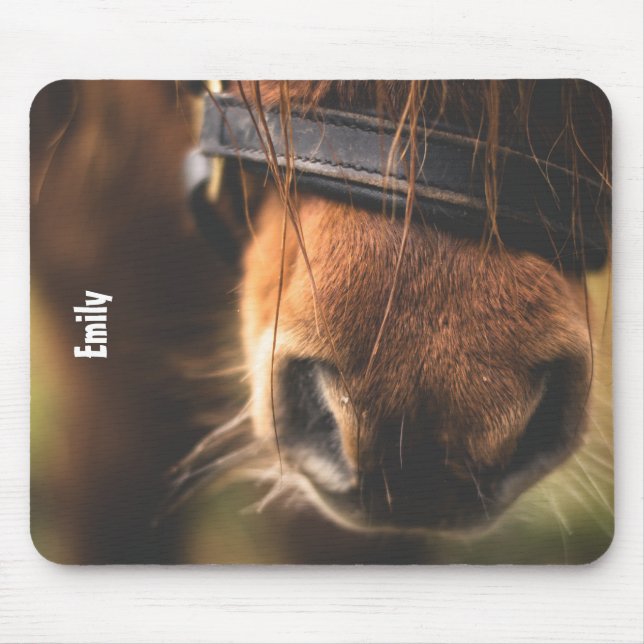 Closeup of a Cute Brown Horse Nose Personalised Mouse Pad (Front)