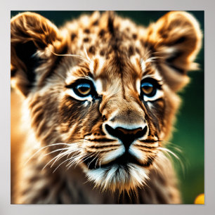 Closeup of a Lion Cub Poster
