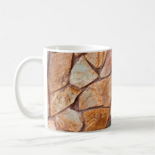Closeup of a stone wall as a backgroundwallpaper,p coffee mug