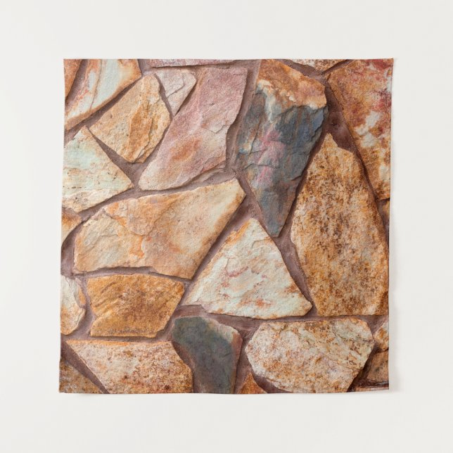 Closeup of a stone wall as a backgroundwallpaper,p tapestry (Front)
