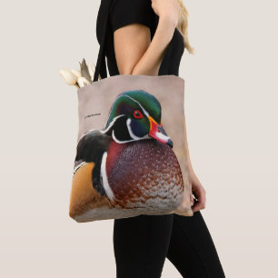 Closeup of a Wood Duck Drake Tote Bag