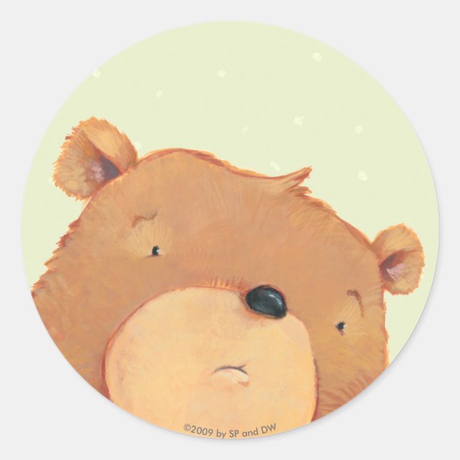 CloseUp of Big Brown Bear Classic Round Sticker (Front)