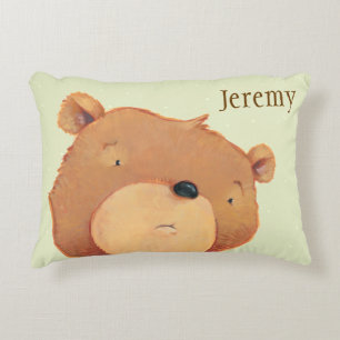CloseUp of Big Brown Bear Decorative Cushion