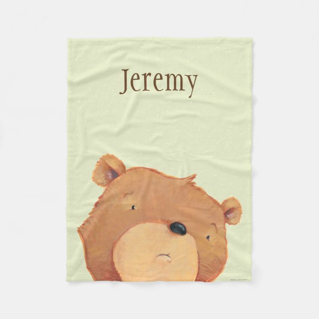 CloseUp of Big Brown Bear Fleece Blanket (Front)