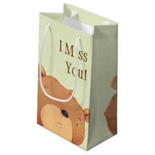 CloseUp of Big Brown Bear Small Gift Bag