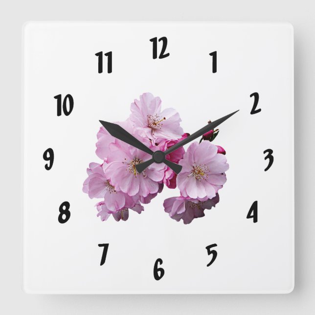 Closeup of Cherry Blossoms Square Wall Clock (Front)