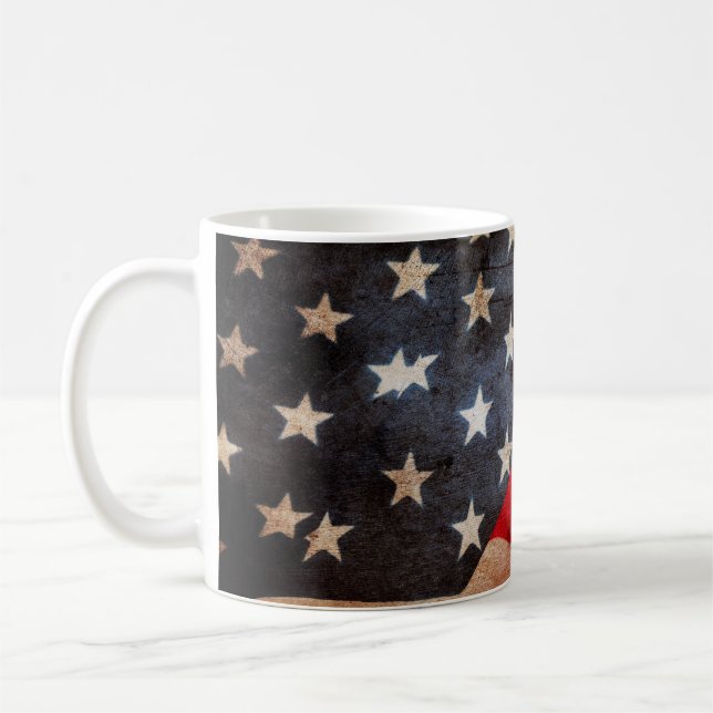 Closeup of grunge American flagamerica, american,  Coffee Mug (Left)