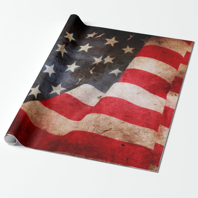 Closeup of grunge American flagamerica, american,  Wrapping Paper (Unrolled)
