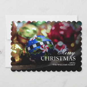 Closeup of Holiday ornaments Card
