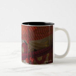 Closeup of Kimono, traditional Japanese dress Two-Tone Coffee Mug