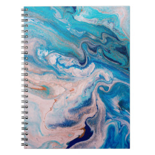 Closeup of mixed blue and white abstract marble te notebook