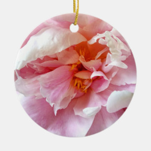 Closeup of Pale Pink Peonies Ceramic Ornament
