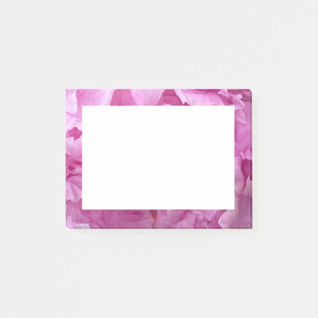 Closeup of pink peonies post-it notes (Front)
