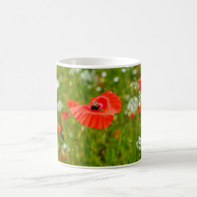 Closeup of poppies coffee mug (Center)